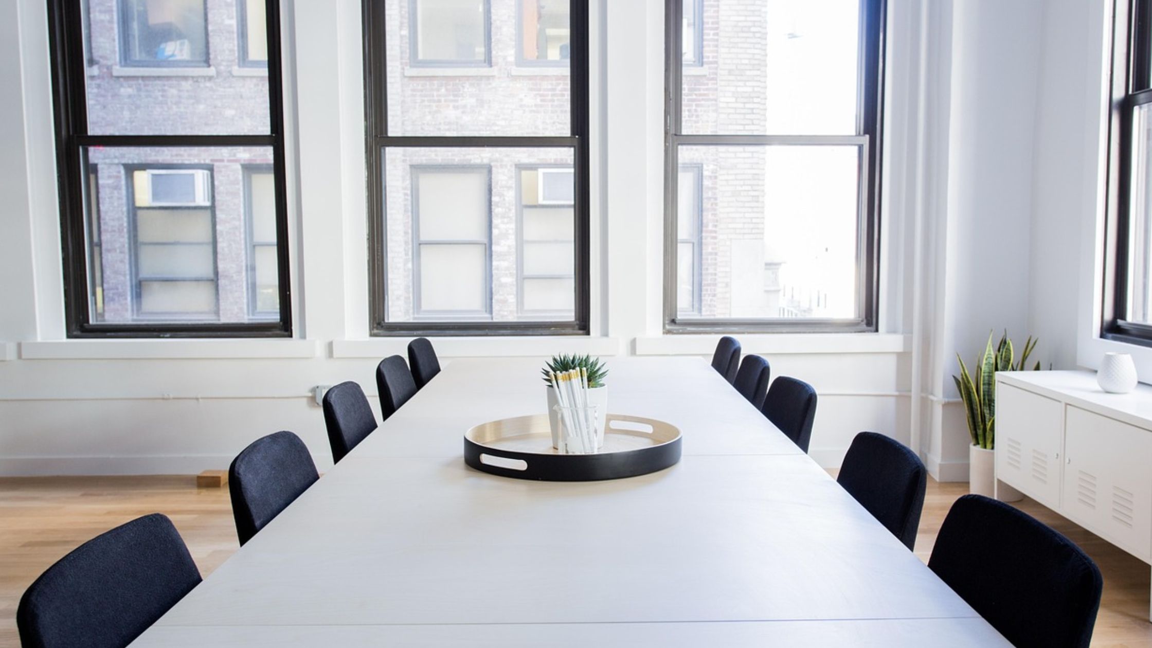 office space with glass windows