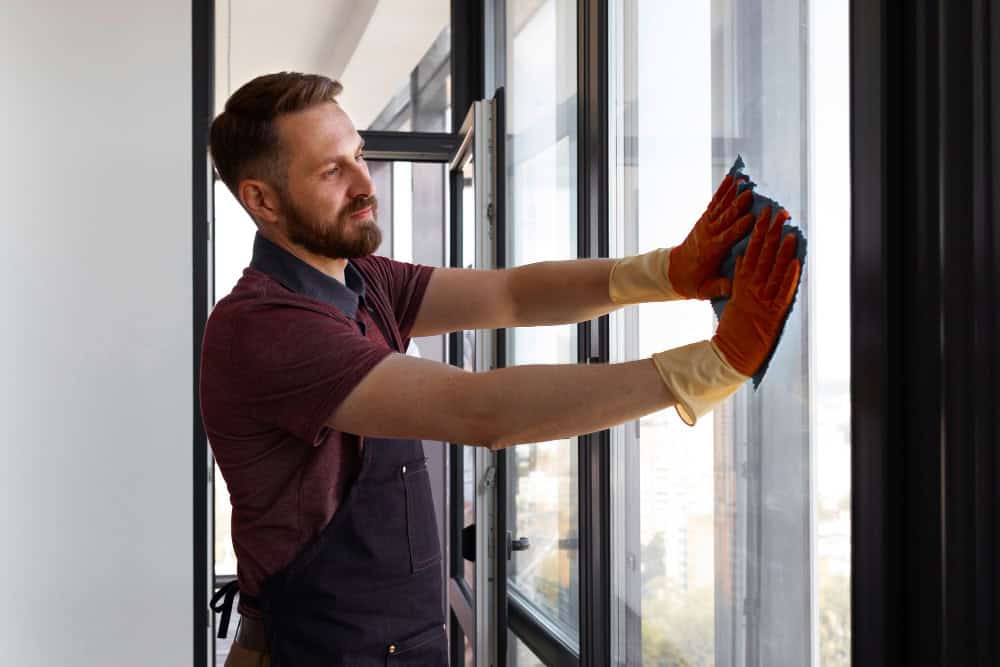 Man cleaning windows